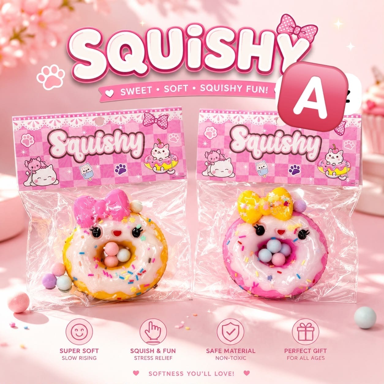 Kawaii Donut Squishy – Super Soft Slow-Rising Stress Relief Toy