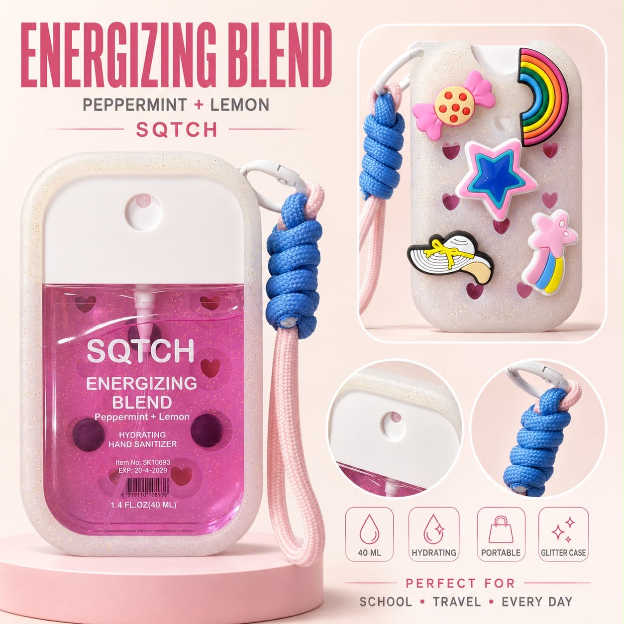 Portable Glitter Hand Sanitizer ā 40ml