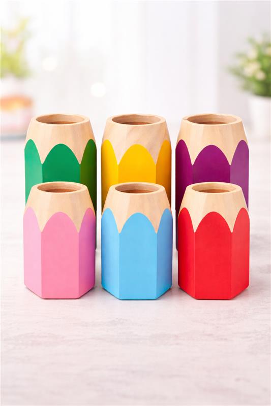 Colored Pencil-Shaped Desktop Storage Boxes