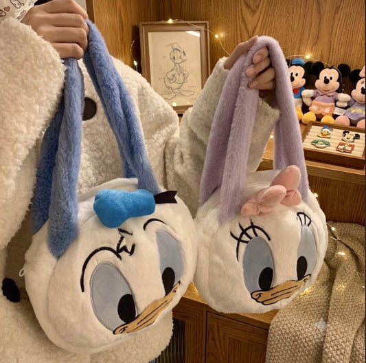 Donald & Daisy Duck Plush Handbag – Disney Fluffy Tote Bag