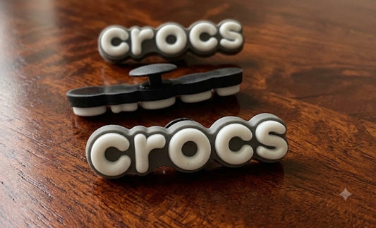Crocs Logo Shoe Charm. Black & White