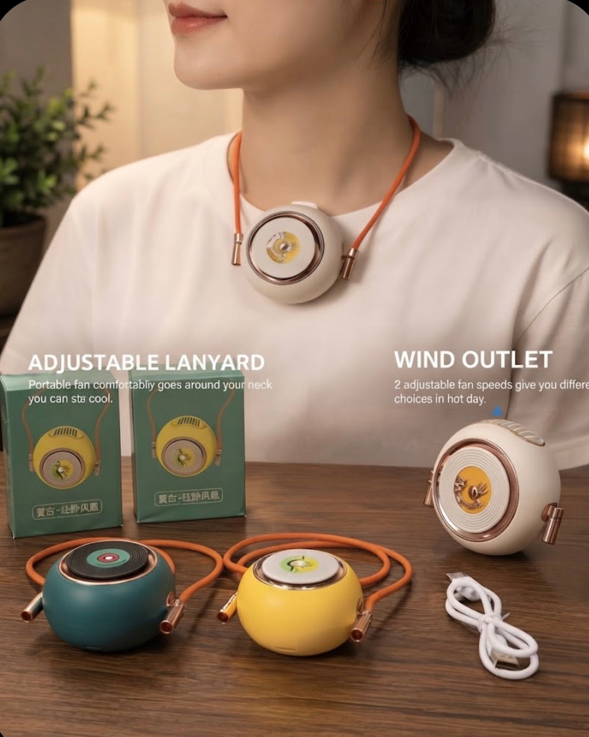 Portable Neck Fan – Rechargeable & Lightweight